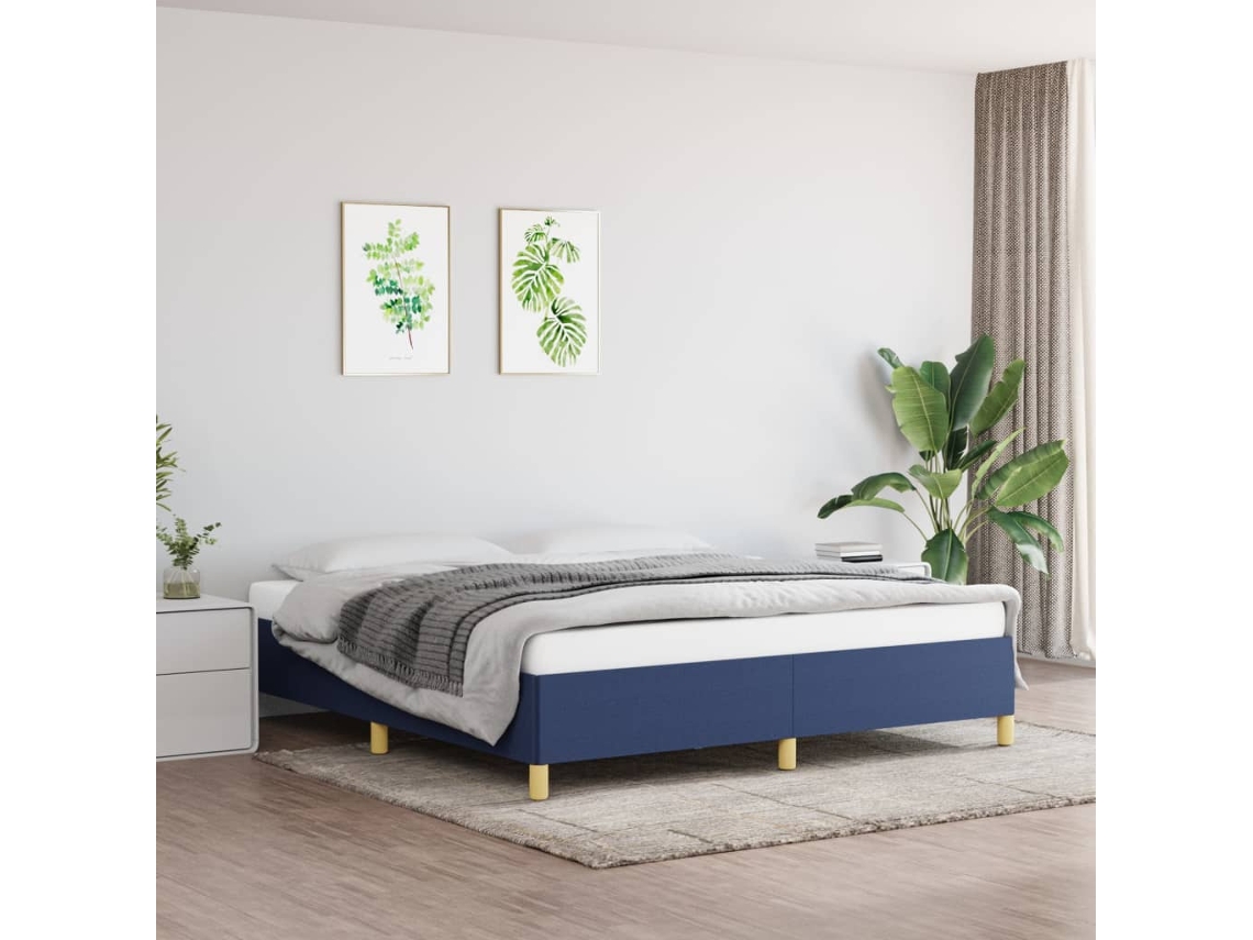 Vidaxl Estrutura De Cama Sem Colchão 160x200 Cm Tecido Azul