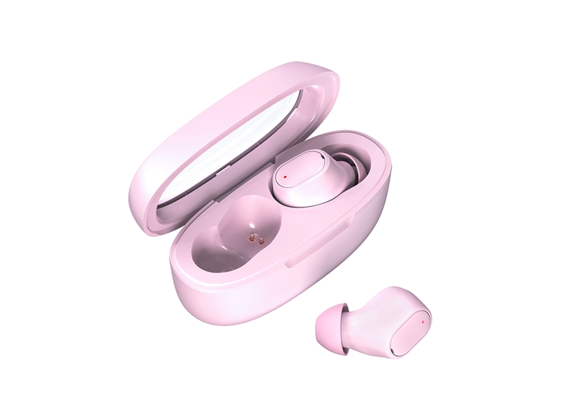 Fones Bluetooth LAXISCREED K90 Rosa com Estojo Transparente