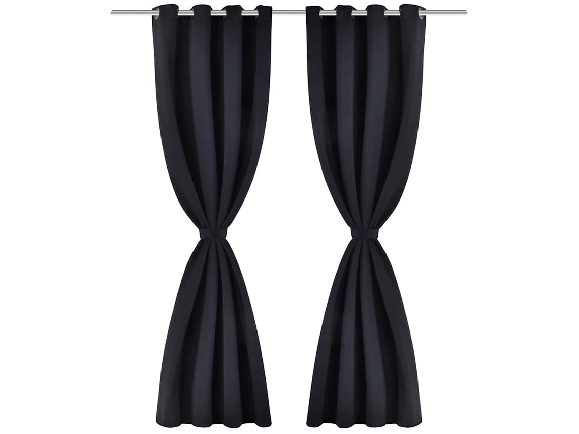 Maison Exclusive - 2 Pcs Cortinas Blecaute Com Argolas De Metal Preta 135 X 245 Cm