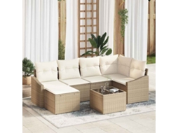 Vidaxl Conjunto De Sofás 7 Unid. Bege Vime Pe