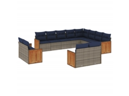 Conjunto de Sofá de Jardim, 12 Peças, Almofadas, Rattan Cinza MAISON EXCLUSIVE