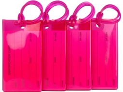 Kit com 4 Etiquetas de Bagagem para Viagens, Etiquetas de Identificação Flexíveis Silicone para Bolsas e Malas BRILVIBERA