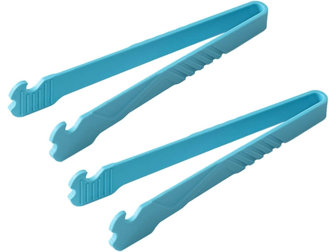 Conjunto De 2 Pinças Nylon Azuis Orfofe Para Alimentos, Fáceis De Limpar, Com Sistema Prático Para Escorrer Óleo, Ideais
