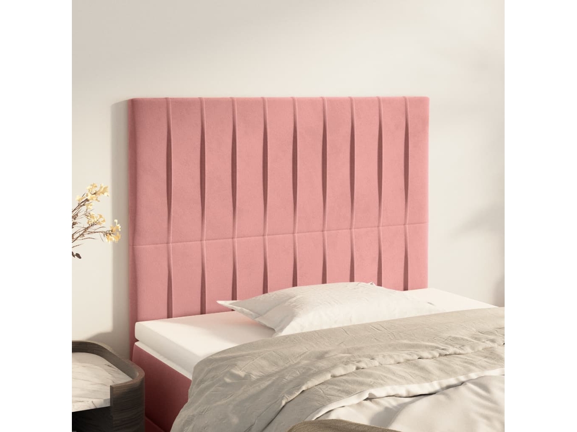 Vidaxl Cabeceira Rosa 80x5x118/128 Cm Veludo