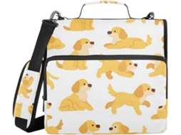 Pasta Gold Retriever De 3 Argolas 1, 5 Polegadas Com Bolsos Extras, Alça De Ombro E Mão, Portfólio Com Vários Bolsos