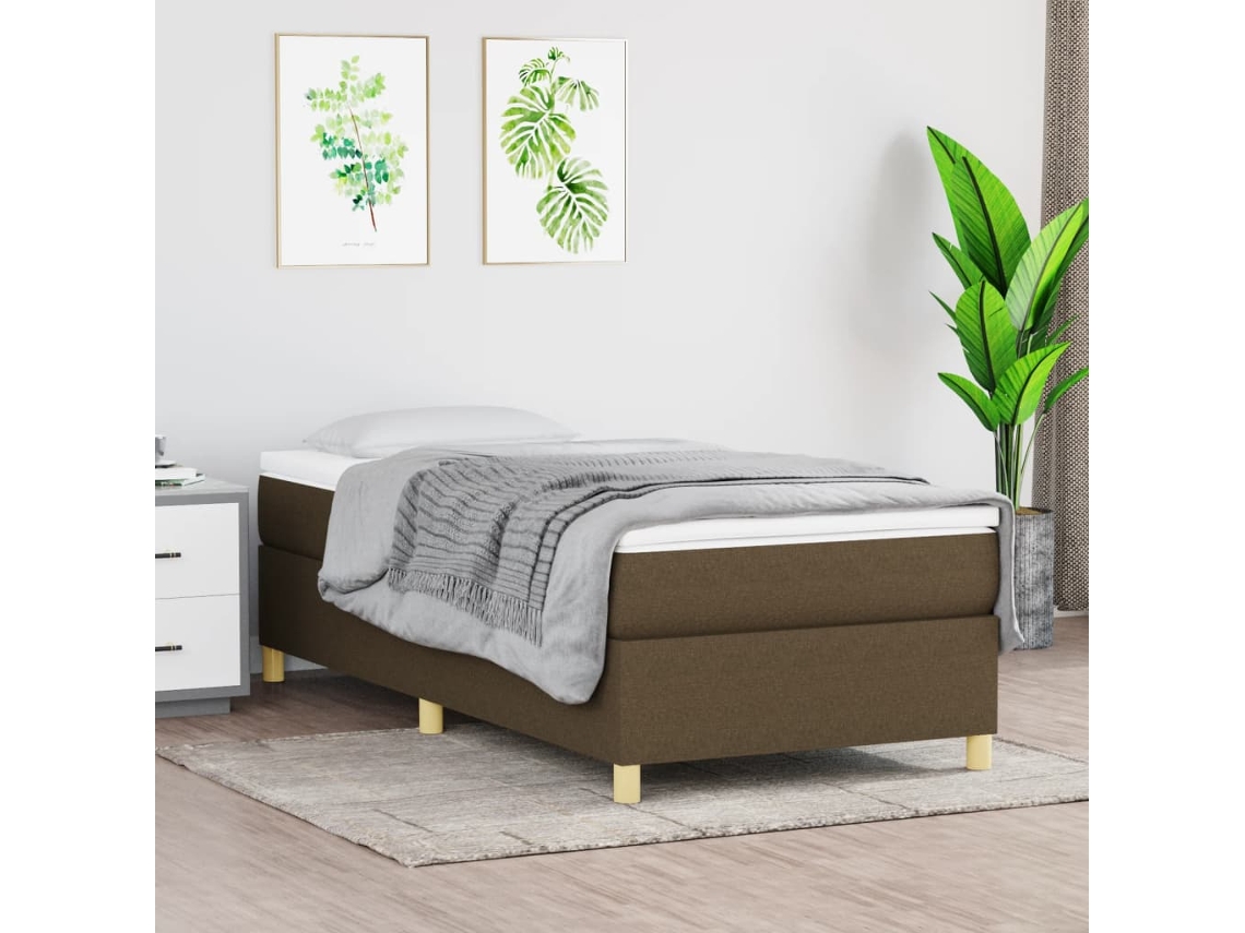 Vidaxl Estrutura De Cama Com Molas 80x200 Cm Tecido Castanho-escuro
