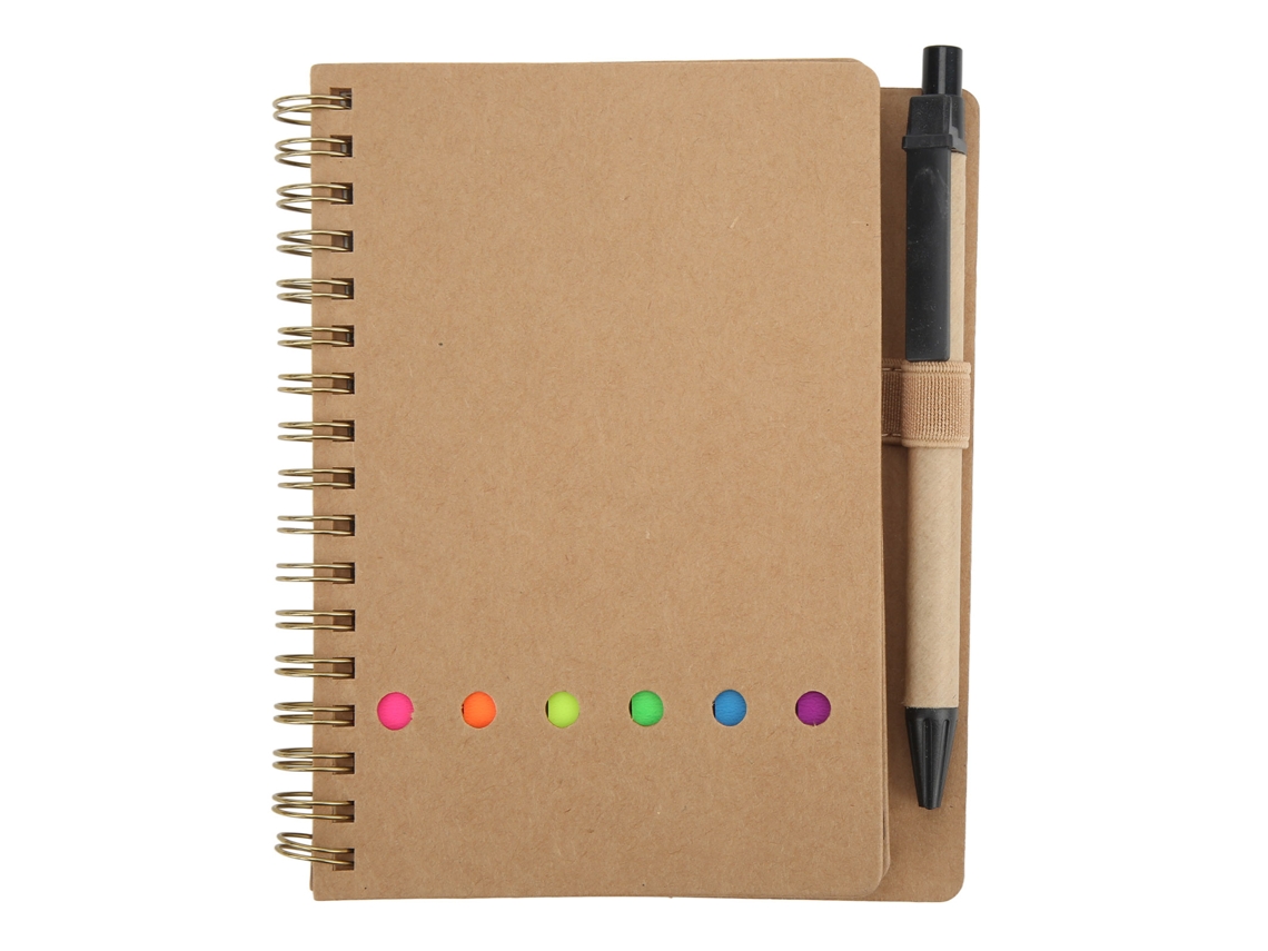 Cuaderno De Couro Com Espiral Dupla Portátil E Caneta Inserida Para Estudantes E Escritório Marrom