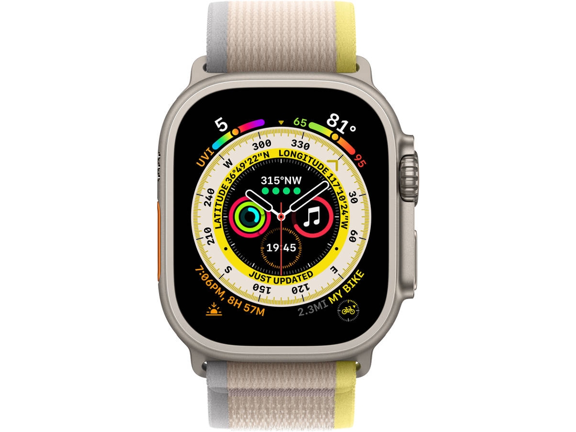 APPLE Watch Ultra GPS+Cellular 49 mm com Loop Trail Amarelo/Bege (Tamanho M/L) Worten.pt
