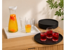 Conjunto para Jantares 2 Peças: 5 Tabuleiros Antiderrapantes e Garrafa de Vidro com Copos NORTHIO