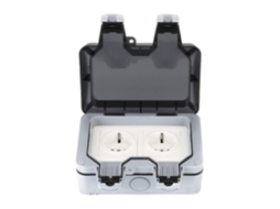 Enchufe De Parede Exterior Ip66 Impermeável 16a Dupla Tomada Elétrica Com Terra Ca 110-220v