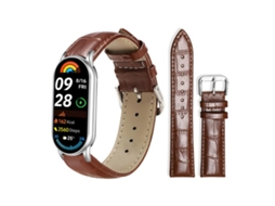 Bracelete para Xiaomi Smart Band 10/9/8/nfc Couro Fivela de Pino Textura de Bambu Marrom Escuro XIAOMOYU