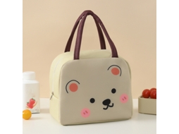 Lancheira Portátil Com Estampa De Urso Bege, Estilo Desenho Animado, Inclui Bolsa Térmica.