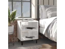 Vidaxl Mesas Cabeceira Pernas Metal 2 Pcs 40x30x50 Cm Branco Brilhante