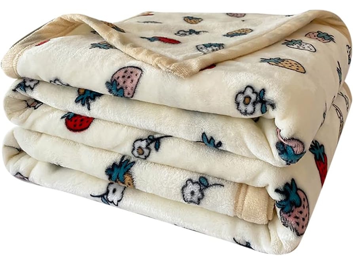 Manta de Inverno Fansu em Fleece com Estampa Nórdica Frutas Flanela Grossa Macia e Quente para Cama Infantil S