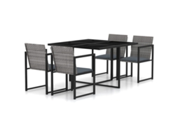Vidaxl 5pcs Conjunto De Jantar P/ Exterior C/ Almofadões Vime Pe Cinza