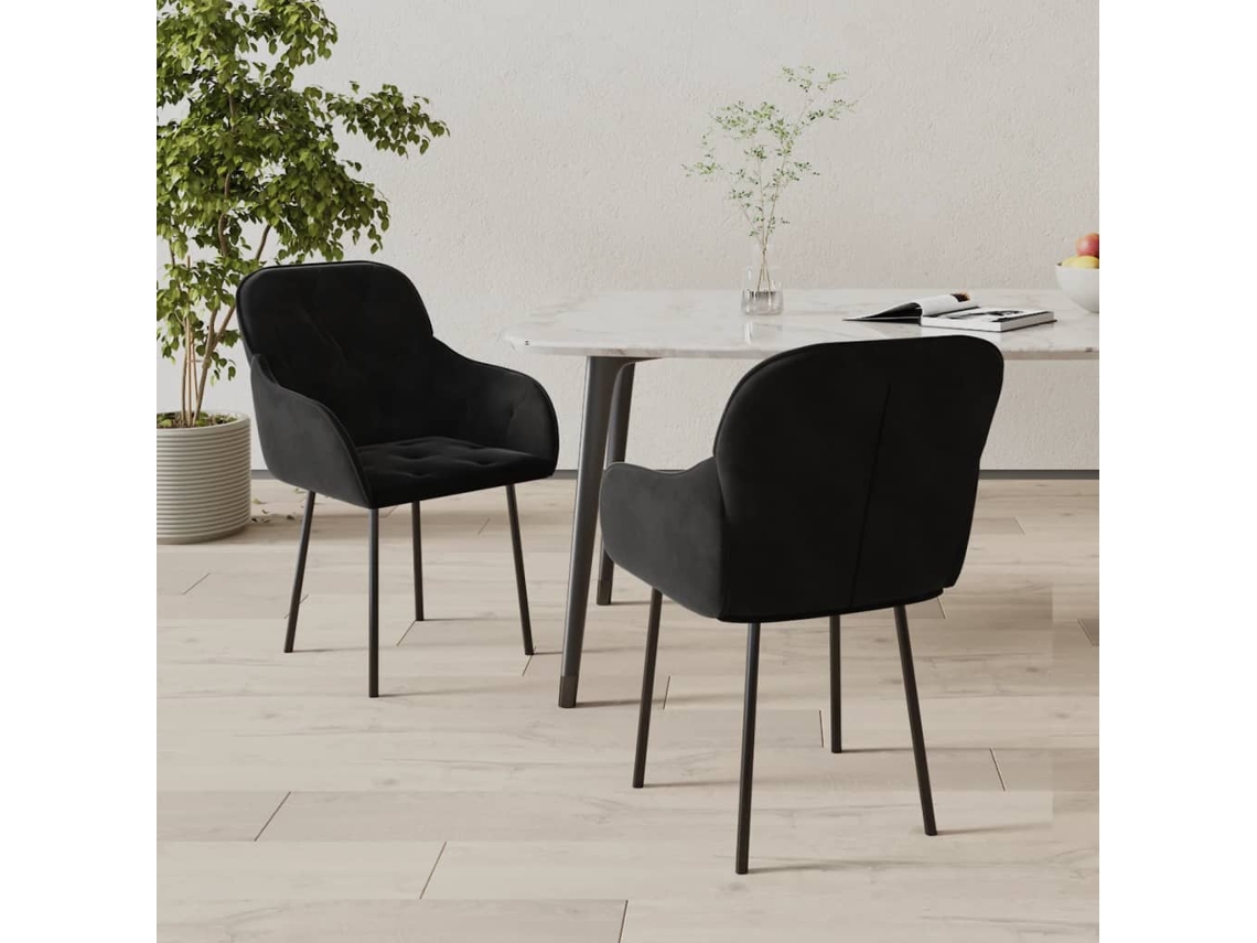 Vidaxl Cadeiras De Jantar 2 Pcs Veludo Preto
