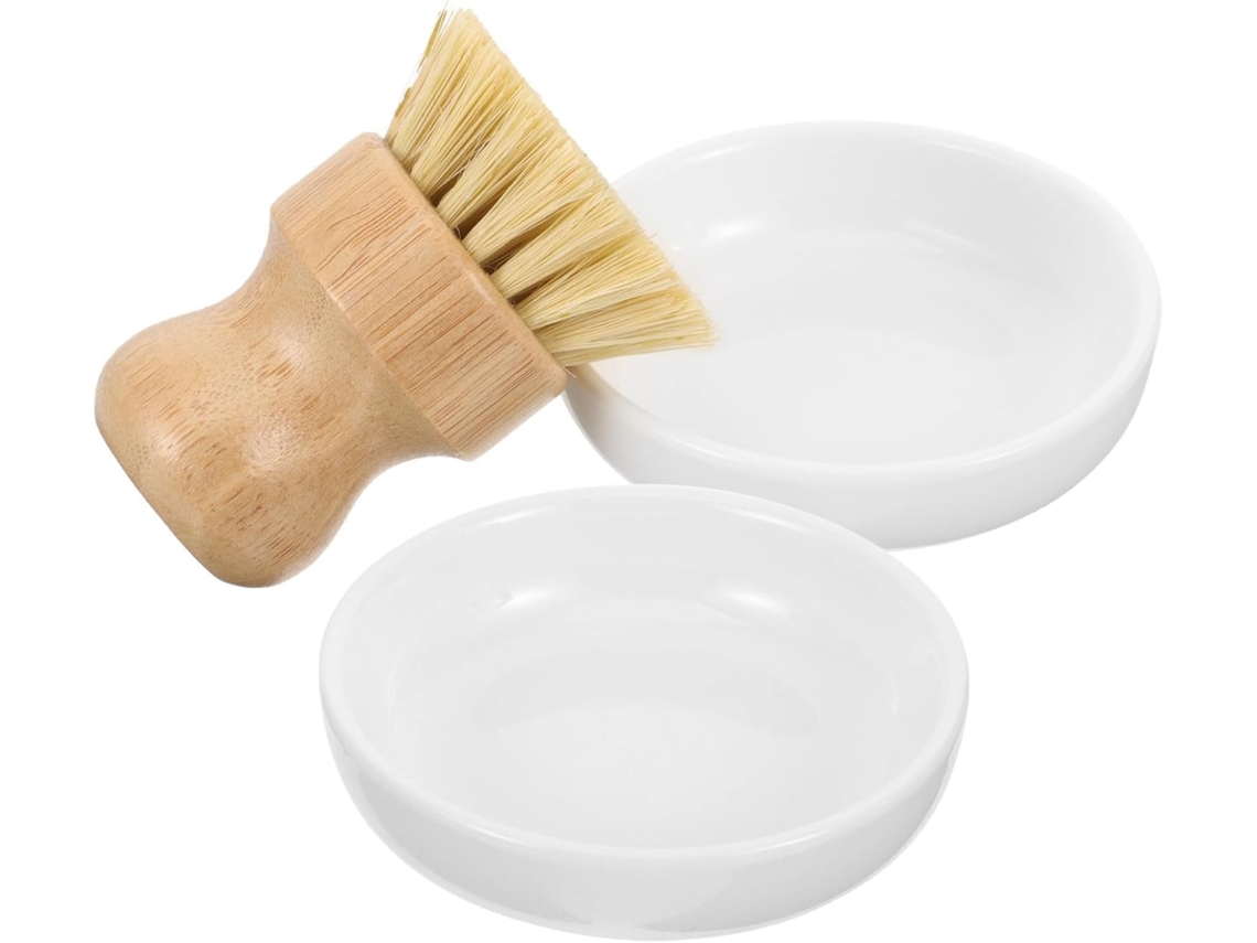 Escova De Cozinha Madeira Com Cerdas Alta Densidade Que Não Riscam E Uma Placa Drenagem Cerâmica Para Limpeza Fogões