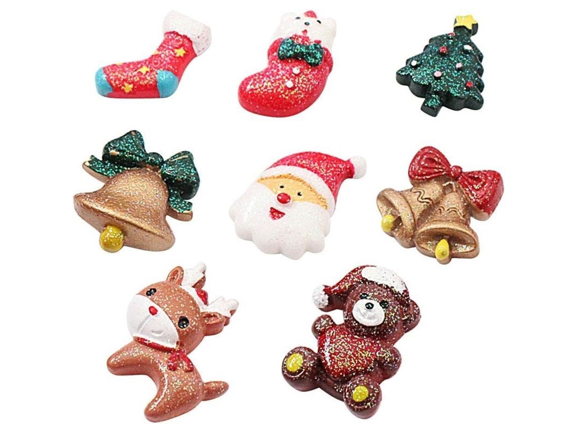 8 Peças Magnéticas Decorativas da Geladeira de Natal: Árvore, Papai Noel, Urso, Rena - Resina e Imã para Casa e Mesa