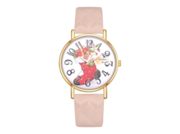 Relógio de Pulso Feminino de Quartzo Fashion com Cinta de Couro Pu Bege para Natal