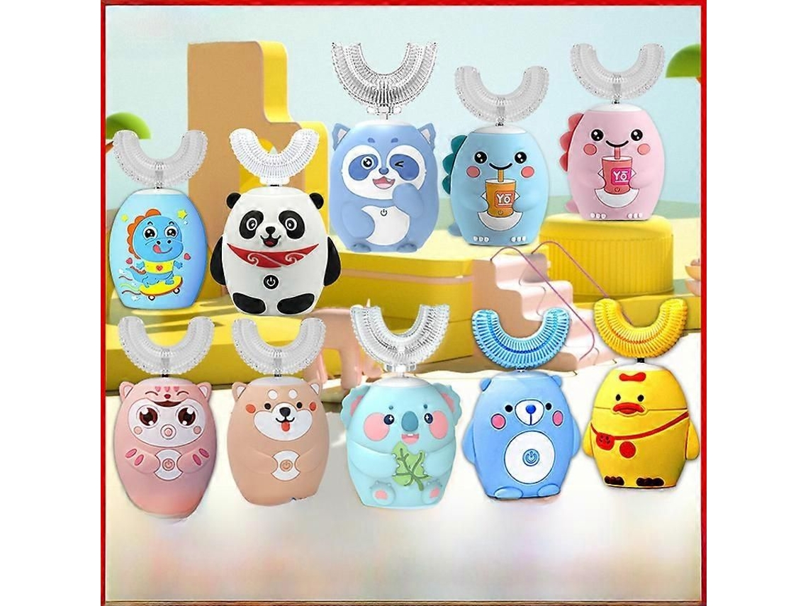 Escova de Dentes Elétrica Infantil em Formato U para Bebês 2 a 6 e 12 Anos, com Cerdas Macias Silicone. GOKOCO