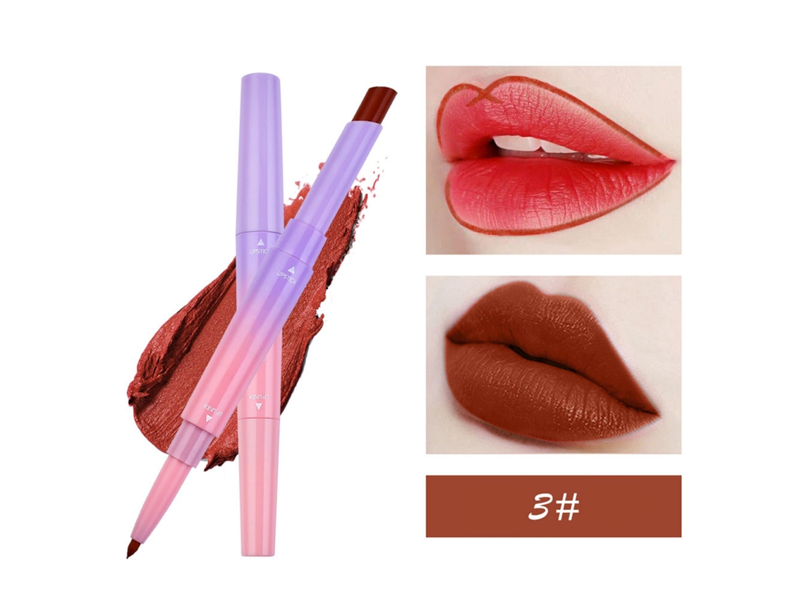 Lápiz Labial De Doble Cabeza Mate De Larga Duración Maquillaje Labial Cosmético (03)