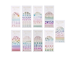 9pcs Adesivos De Unhas Com Desenhos De Natal Para Manicure Diy Decoração Brilhante