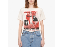 Rockinstone Halloween Movie One Good Scare Handwritten Solid Natural Adult T-shirt Size:m