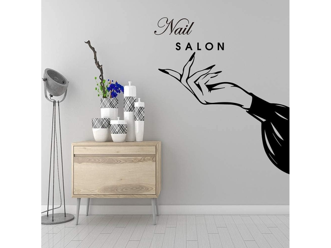 Adesivos de parede requintados em vinil para salão de unhas, decoração de salão de beleza, decoração de parede para quarto de meninas, vitrine 43*46 cm