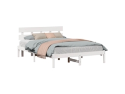 Vidaxl Estrutura da Cama Branco 160 X 200 Cm Madeira de Pinho Maciça
