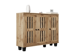 Aparador Lateral De 12*32*92cm, Mesa Lateral Para Sala De Estar, Armário Amplo Com 3 Portas E 8 Compartimentos De Armazenamento Divididos.