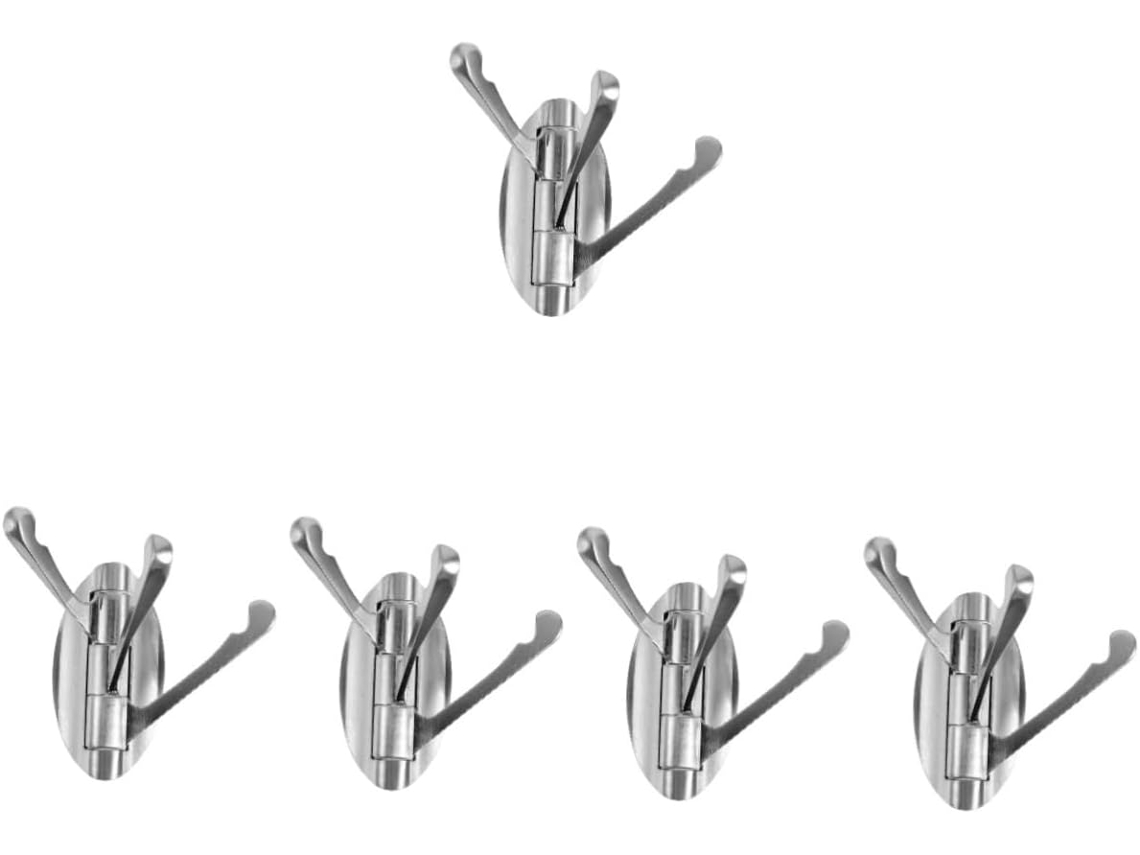 Conjunto De 5 Peças De Cabideiro Giratório De Parede Em Metal Escovado Para Casacos E Toalhas
