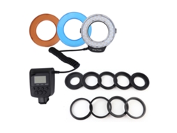 Lanterna circular de LED portátil 2026 com bateria, filtros de cor e adaptador para fotografia, acessório para câmera DSLR.