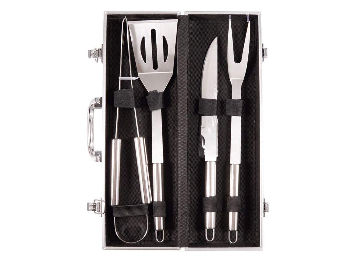 Conjunto De Churrasco Em Aço Inoxidável (5 Em 1) Com Bolsa De Armazenamento Portátil E Bolsa De Tecido, Queimador De Forno