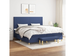 Vidaxl Cama Com Molas/colchão 200x200 Cm Tecido Azul