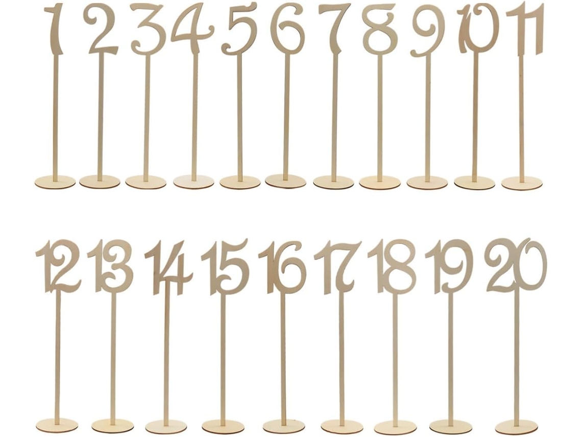 Números De Mesa De Madeira De 1 A 20 Com Base, Decoração Rústica