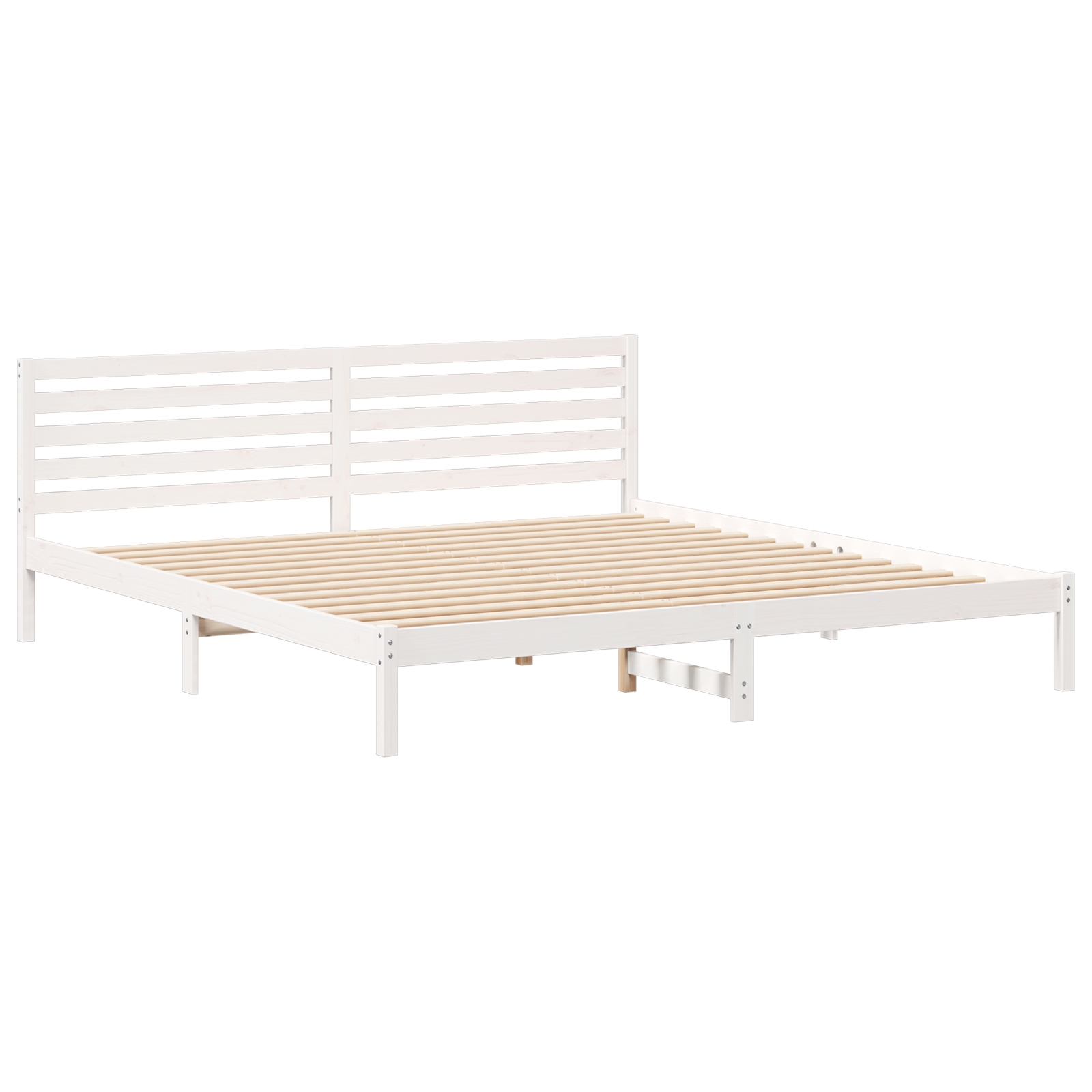 Conjunto 1 Estrado De Cama Plataforma Vidaxl Branco Madeira De Pinho Maciça (200 X 220 Cm)