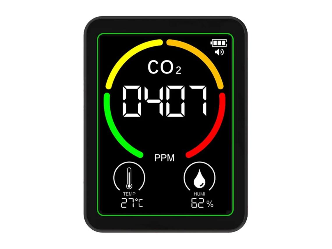 Medidor De Qualidade Do Ar Com Ecrã Lcd Retroiluminada, Detector De Co2