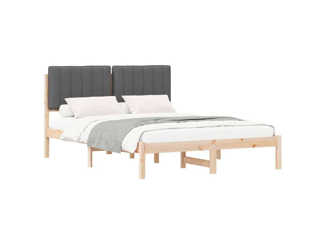Estrutura de Cama com Cabeceira Estofada Cinza Escuro MAISON EXCLUSIVE