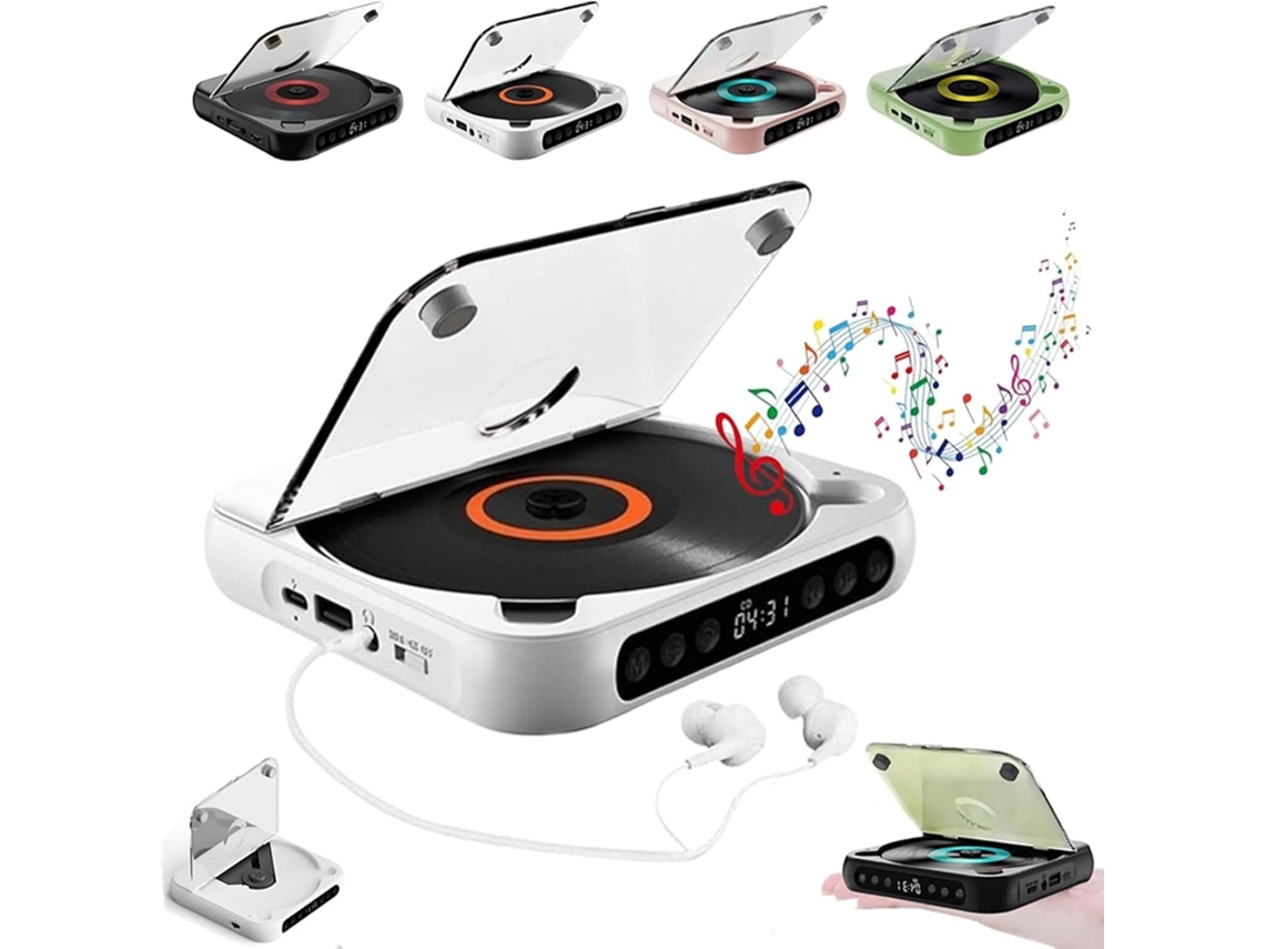 Leitor Cd Portátil Com Bluetooth: Som Hi-fi, Reprodução Sem Fio E Com Bateria Recarregável Compacto E Leve