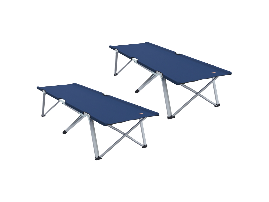 Conjunto 2 Cama De Camping Dobrável Vidaxl Azul Oxford (194 X 62,5 X 42,5 Cm)