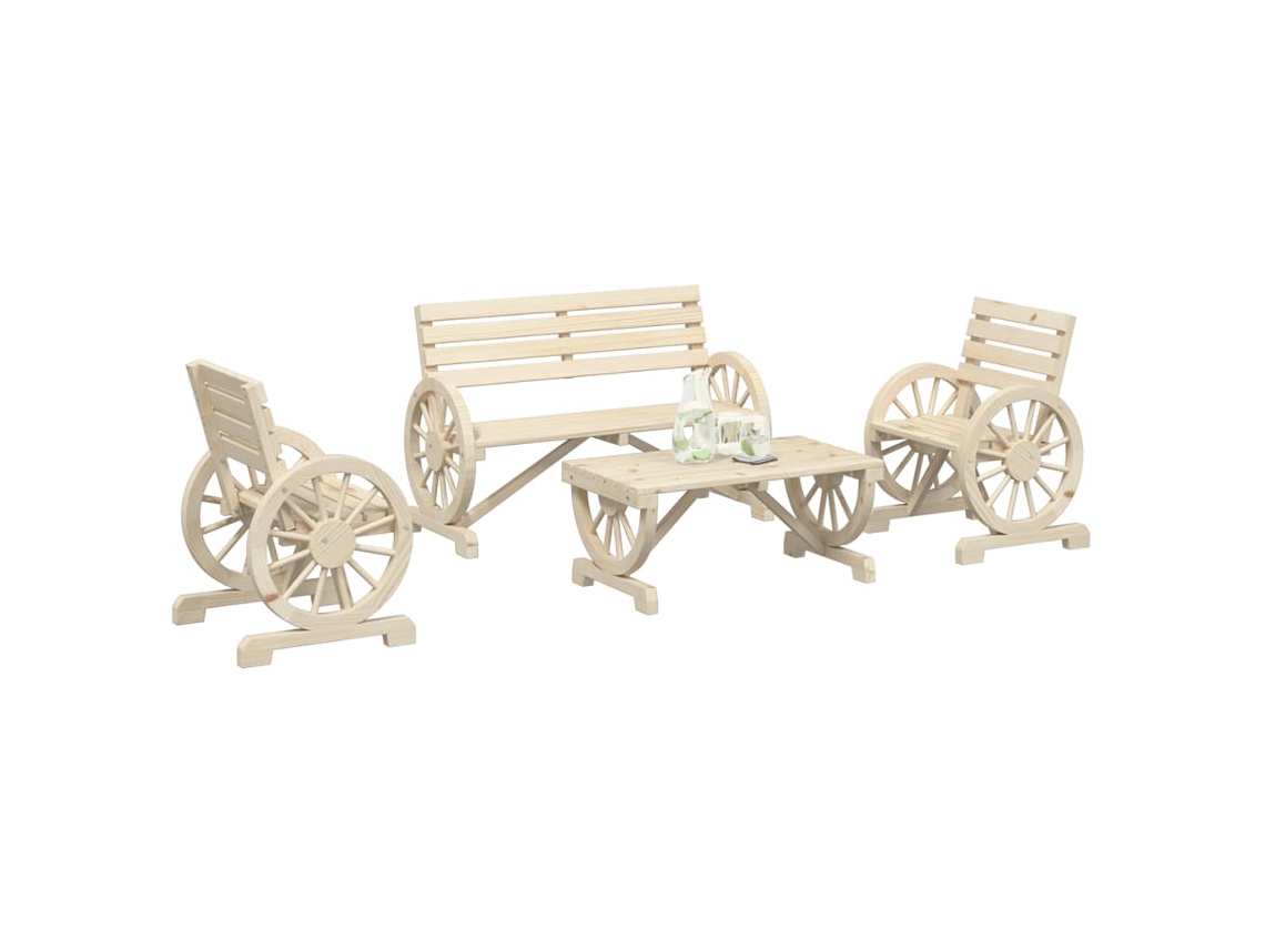 Pcs Conjunto Lounge De Jardim Madeira De Abeto Maciça Dkd Home Decor