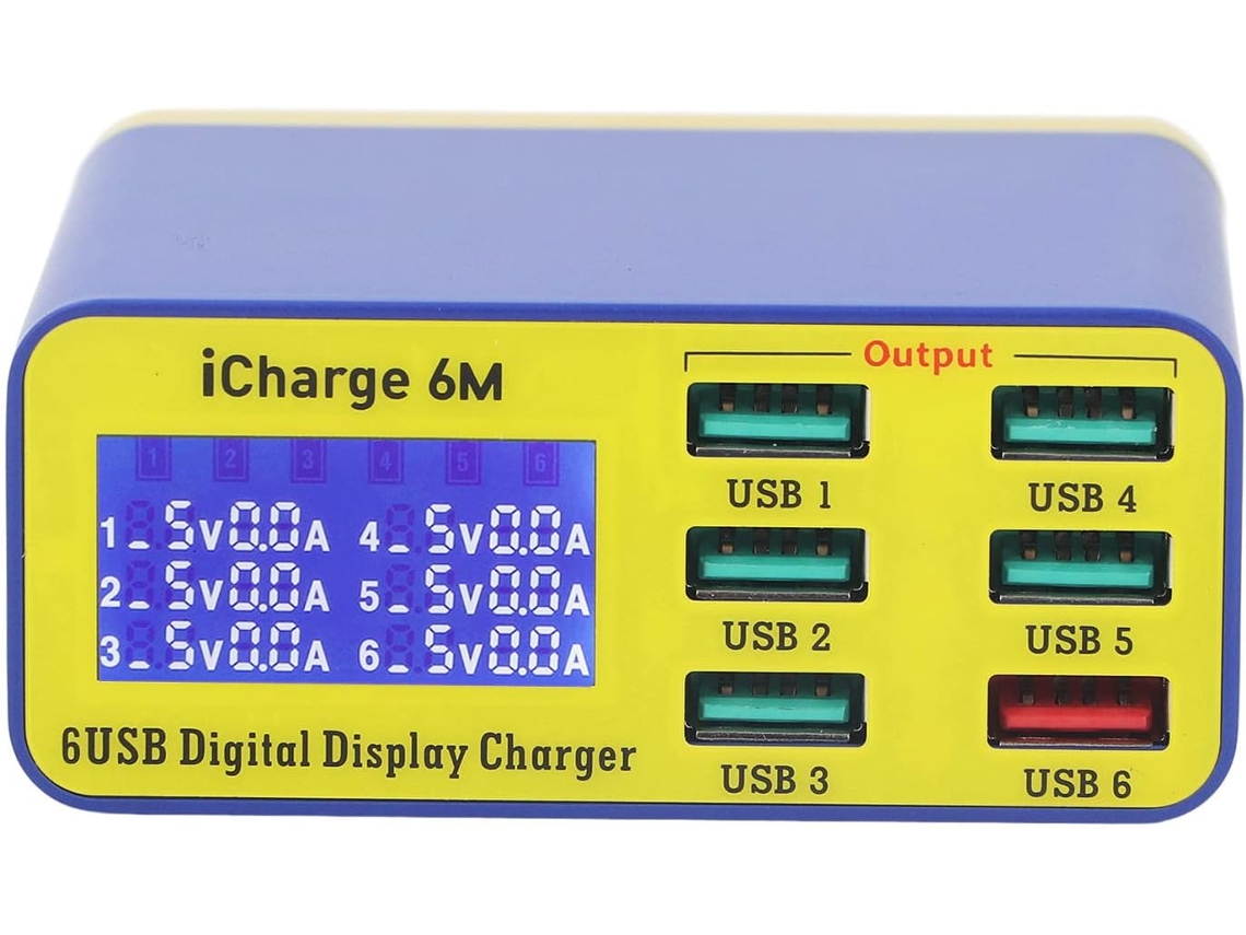 Carregador Usb, 6 Portas, Prático E Leve, 100-240v Para Escritório