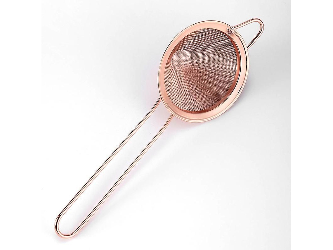 Nova Line copo de Chá com Peneira de Aço Inox Cônica 8.5cm Rosa Dourado para Cocktails e Café
