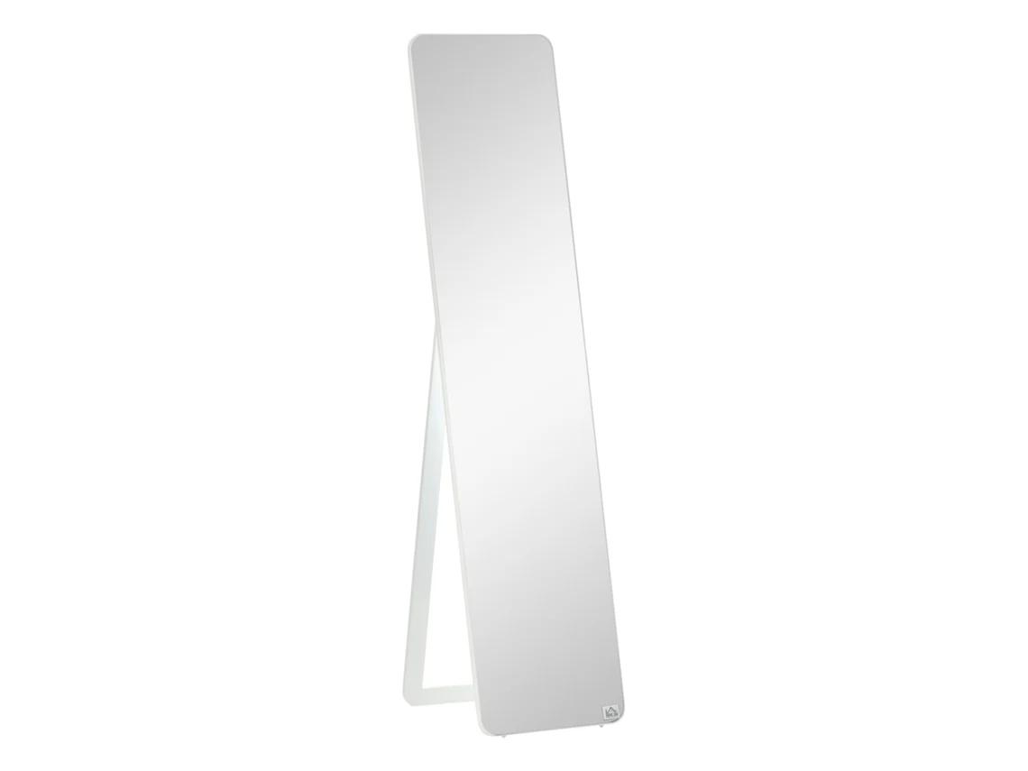 Espelho Pé Retangular Corpo Inteiro 2 Formas Uso Madeira Pinho 37x43x156 Cm Branco