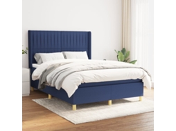 Vidaxl Cama Com Molas/colchão 140x200 Cm Tecido Azul