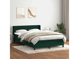 Vidaxl Cama Com Molas/colchão 160x220 Cm Veludo Verde-escuro