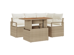 Conjunto 5 Móveis De Jardim Vidaxl Bege Vime Pe (100 X 55 X 73 Cm)