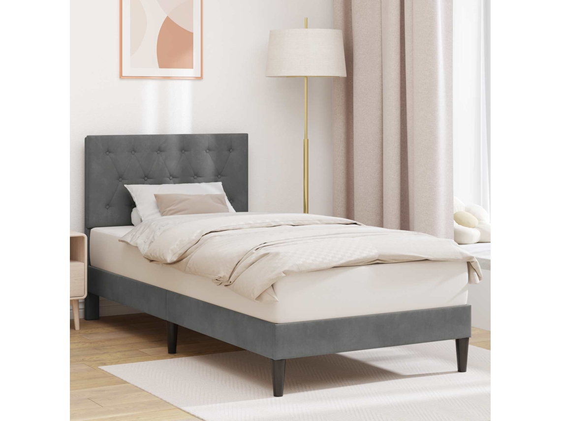 Vidaxl Estrutura da Cama Cinzento escuro 80 X 200 Cm Veludo