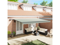 Vidaxl Toldo Retrátil Verde E Branco 500 × 300 Cm Tecido E Alumínio