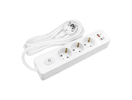 Multiplicador SELDUR G3Th12B 3 Tomadas Tipo F + Interruptor Usb A+C Carregamento Rápido 20W Branco Cabo 1 5 M